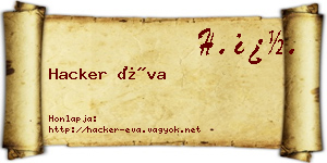 Hacker Éva névjegykártya